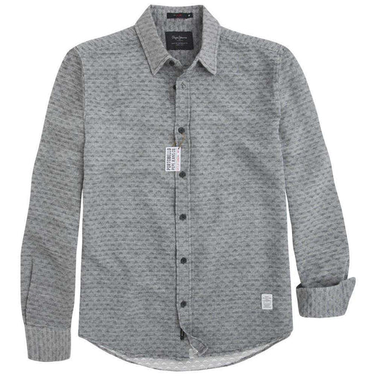 Pepe Tindall Long Sleeve Men's Shirt - Grey Marle