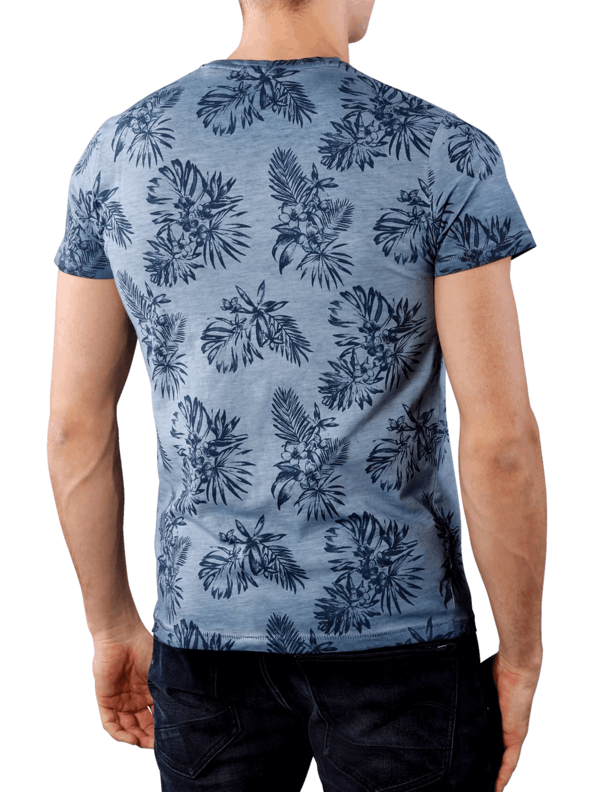 Pepe Blutrop Floral Print Men's T-Shirt - Blue