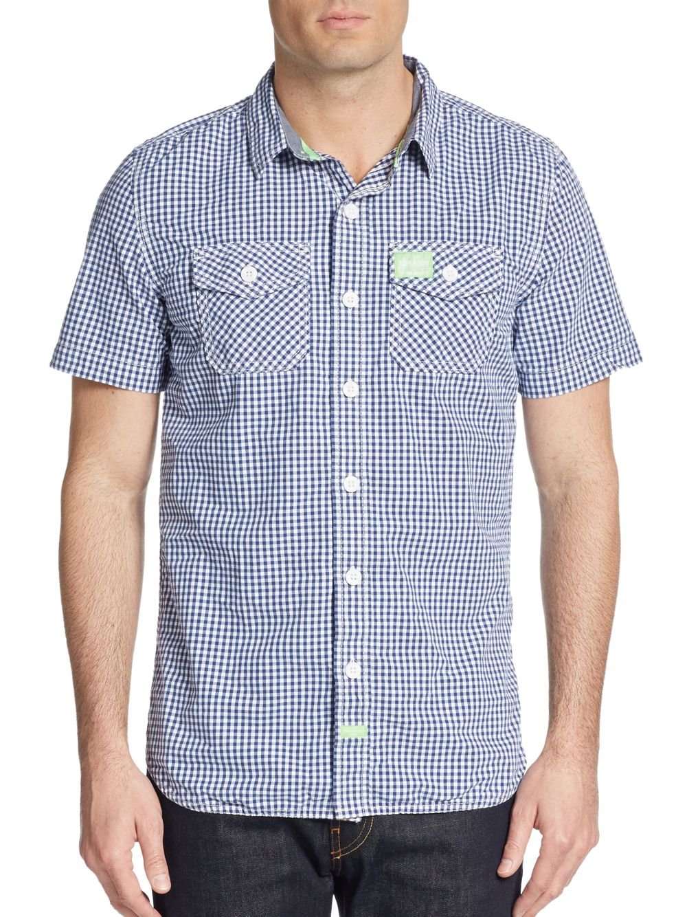 Superdry Washbasket Gingham Boca Short Sleeve Shirt - Blue | CIRCA75.