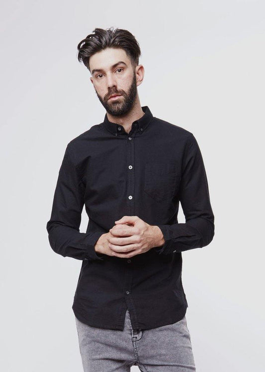 DR DENIM MEN'S PETE SLIM FIT SHIRT BLACK