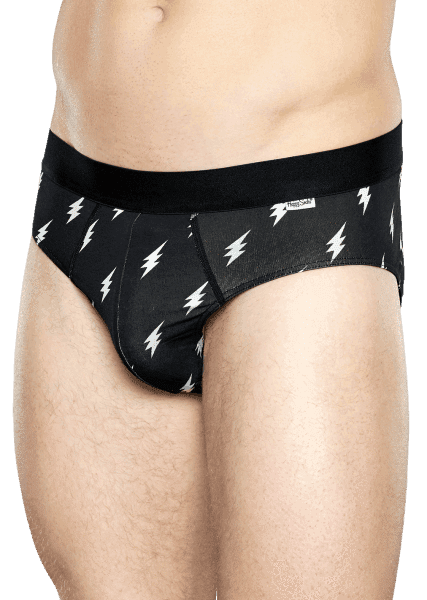 Happy Socks Men's Flash Underwear Brief - Black | CIRCA75.