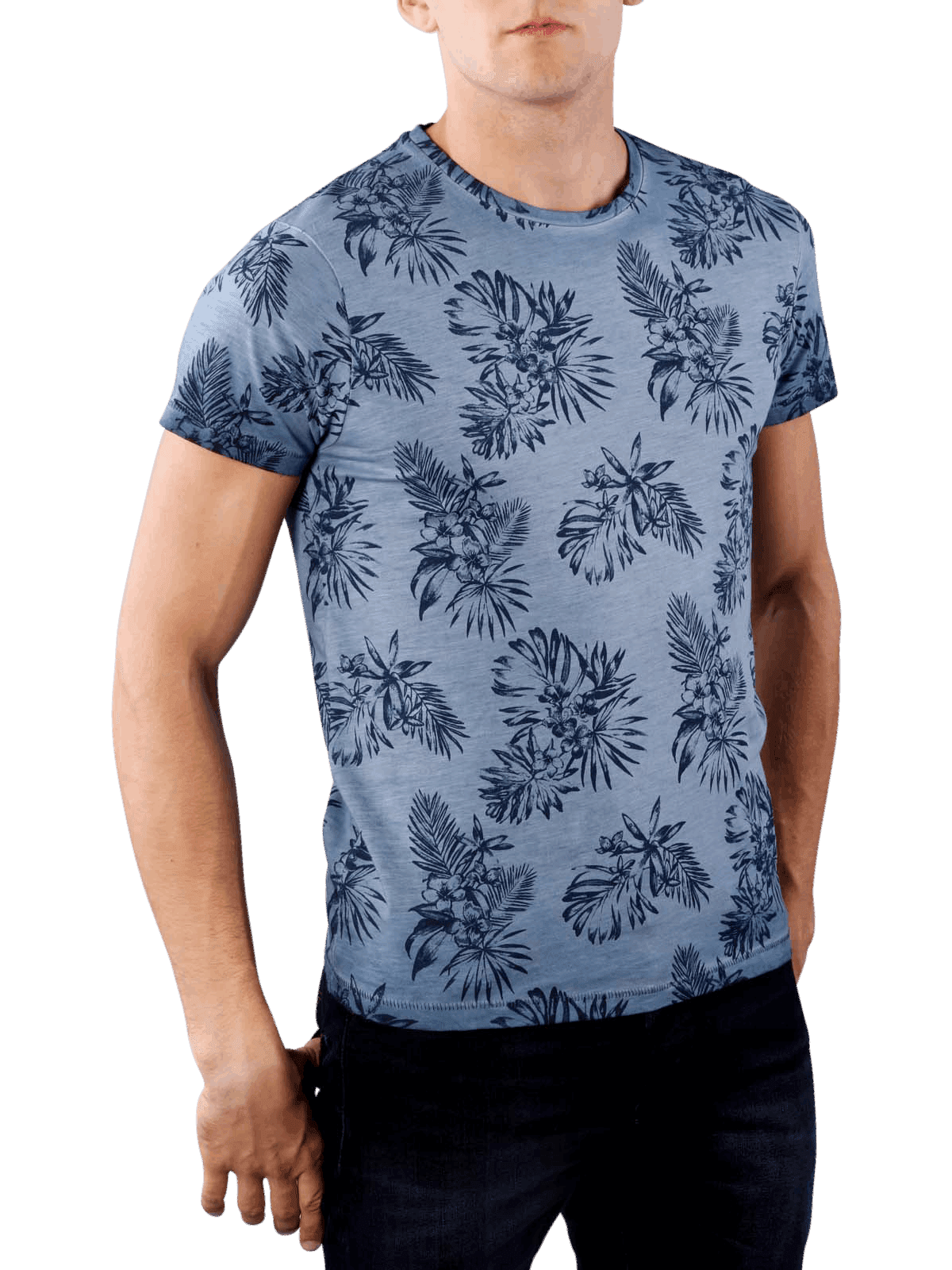 Pepe Blutrop Floral Print Men's T-Shirt - Blue